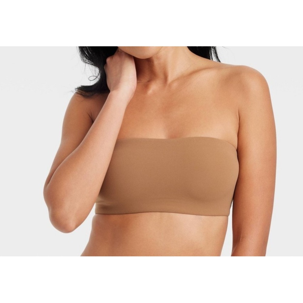Auden Luxe Stretch Unlined Bandeau Bra Women's SZ XS in Camel NEW